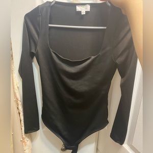 Black body suit with square neck design